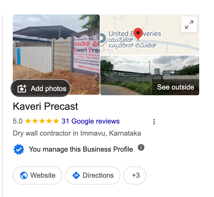 Kaveri Precast 5 star Google rating and 30 reviews